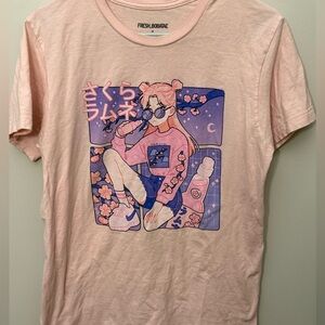 Fresh Bobatae x Vapor95 Sakura Anime Tee Pink Aesthetic Vaporwave Harajuku Med